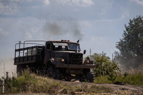  MILITARY VEHICLE - Old Russian truck at the shows of military enthusiasts 