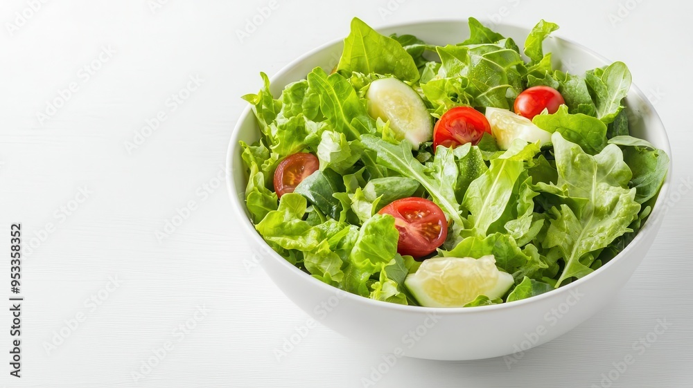 Leafy green salad with a variety of fresh vegetables, rich in vitamins and minerals, brain health focus Leafy green salad with a variety of fresh vegetables, rich in vitamins and minerals, brain health focus