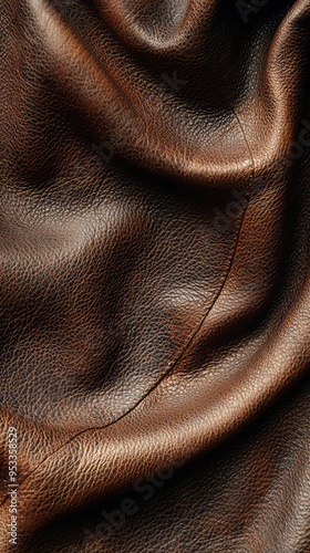 A Close-Up Look at the Intricate Texture of Rich Brown Leather, Wrinkled and Faded with Time.