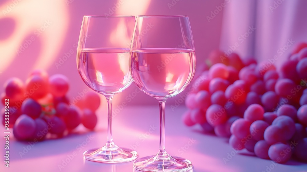 Wine glass with Summer light and shadows background, with space for text. Luxury concept winery or restaurant design. Healthy wine, to accompany a meal or as an aperitif at an event Wine glass with Summer light and shadows background, with space for text. Luxury concept winery or restaurant design. Healthy wine, to accompany a meal or as an aperitif at an event