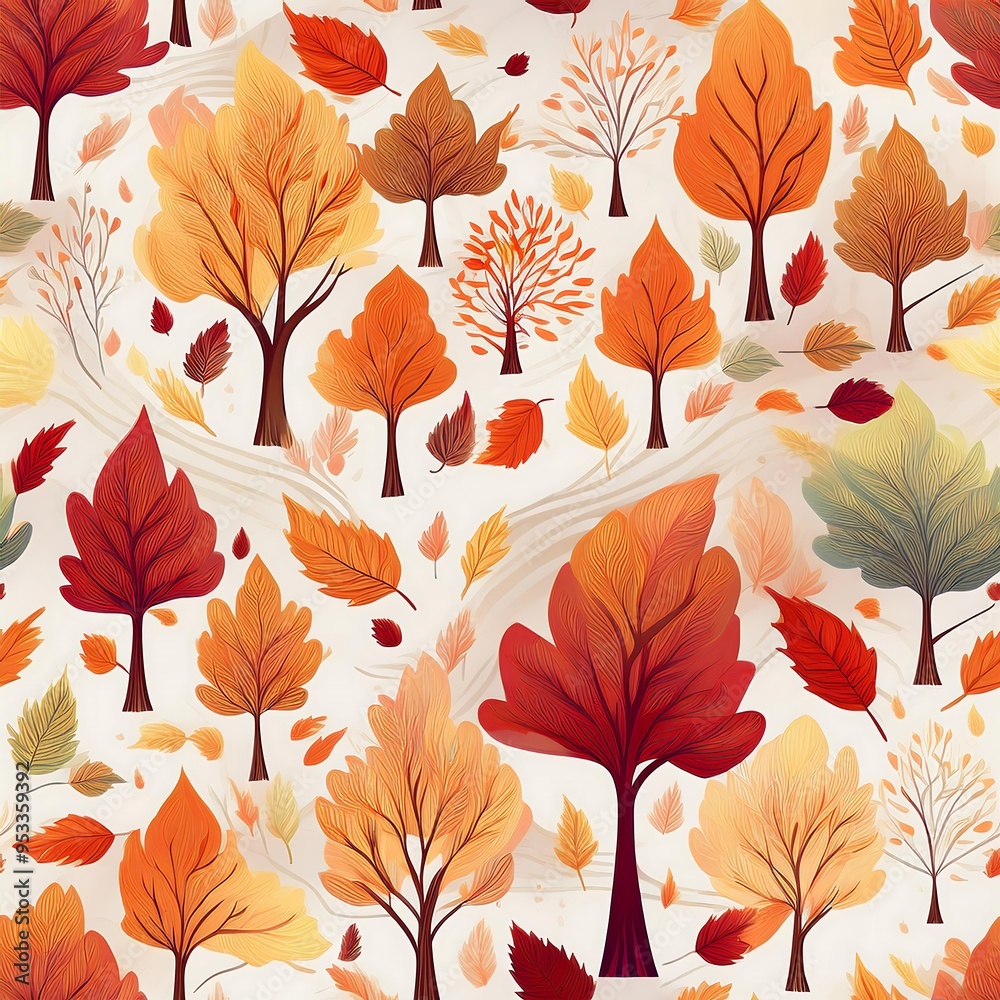 Autumn Trees Pattern - watercolor autumn trees pattern with variety of tree types and vibrant leaf colors. Graphic artwork illustration Autumn Trees Pattern - watercolor autumn trees pattern with variety of tree types and vibrant leaf colors. Graphic artwork illustration