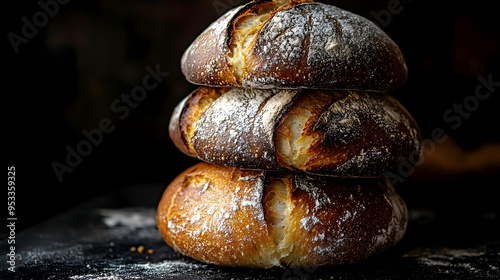 Three freshly baked sourdou...