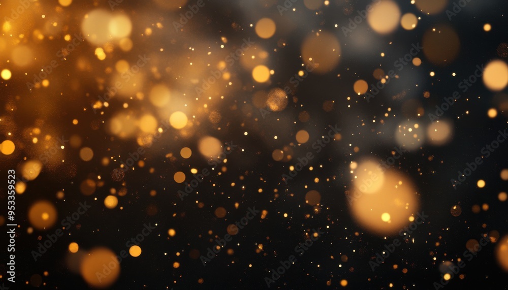 golden bokeh particles falling on black, creating an atmosphere of celebration and luxury golden bokeh particles falling on black, creating an atmosphere of celebration and luxury