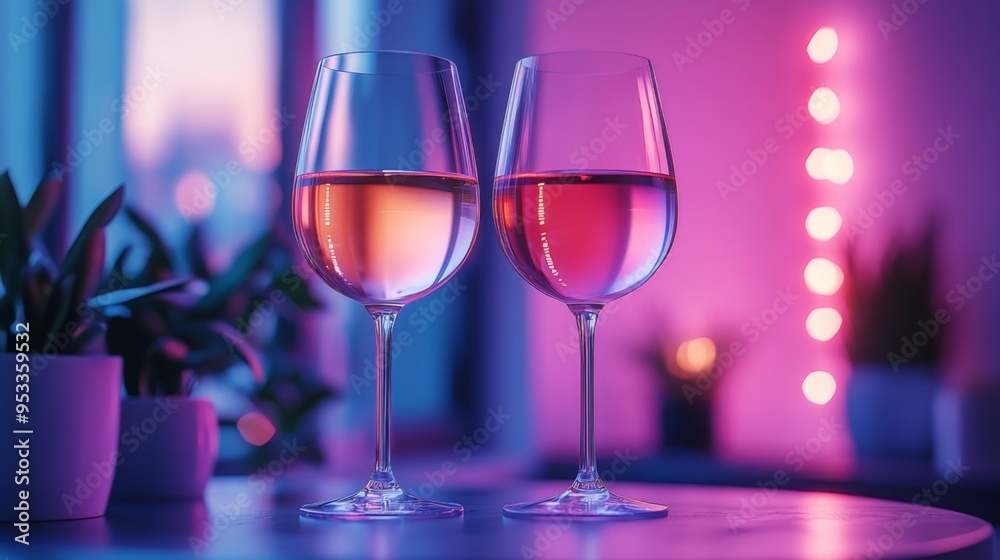 Wine glass with Summer light and shadows background, with space for text. Luxury concept winery or restaurant design. Healthy wine, to accompany a meal or as an aperitif at an event Wine glass with Summer light and shadows background, with space for text. Luxury concept winery or restaurant design. Healthy wine, to accompany a meal or as an aperitif at an event