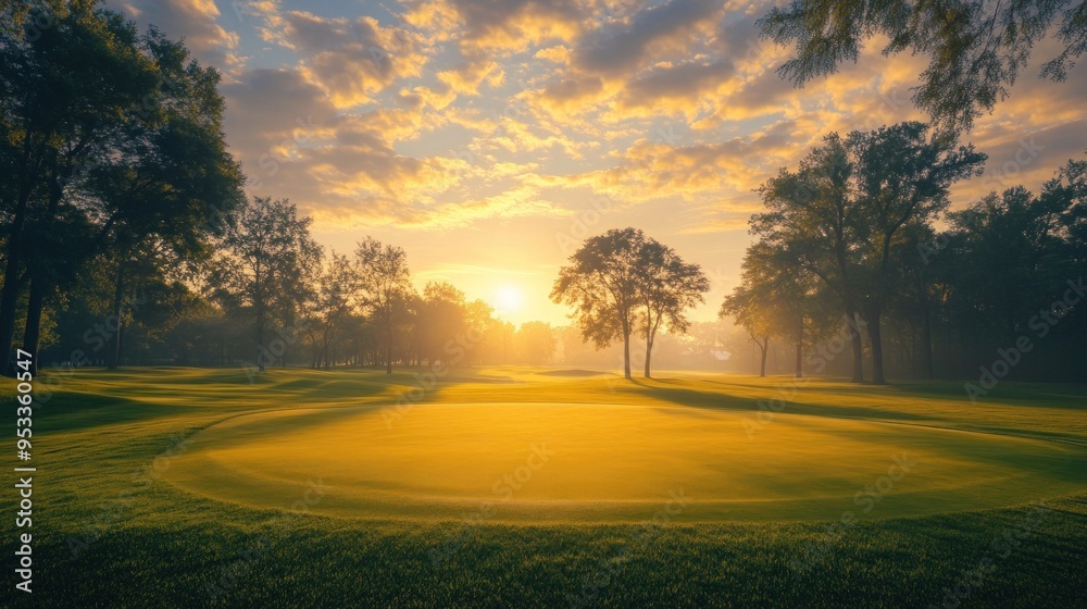 Sunrise Over a Golf Course Sunrise Over a Golf Course