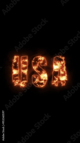 USA on fire text effect animation