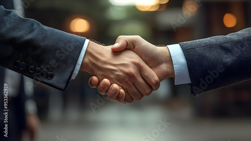 Two businessmen shake hands...