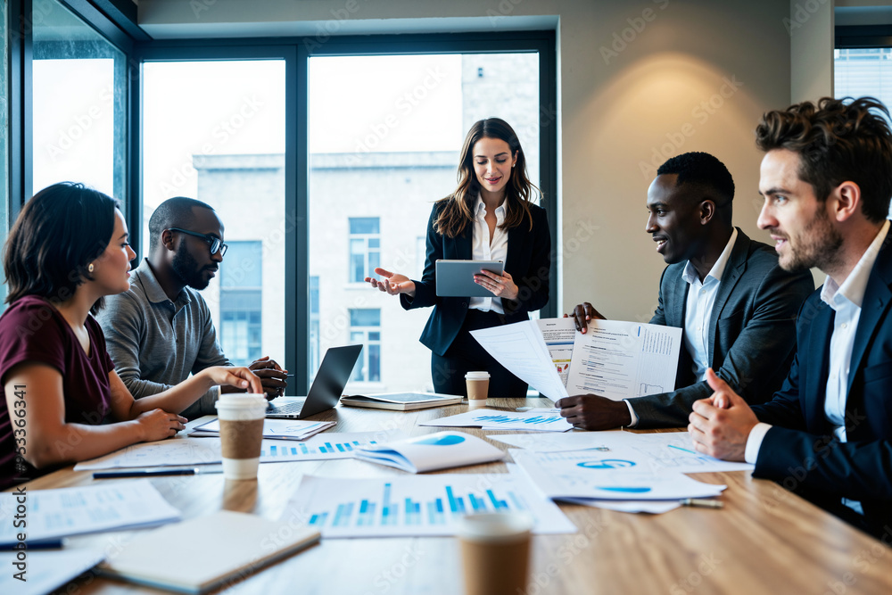 Diverse Business Team Analyzing Financial Data: Perfect for Corporate Brochures, Websites, and Presentations Diverse Business Team Analyzing Financial Data: Perfect for Corporate Brochures, Websites, and Presentations