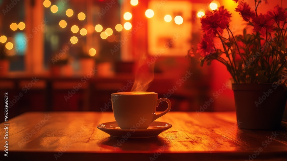 Autumn aesthetic still life with coffee cup, light brown fall leaves, vintage cafe in sunlight with natural shadow. Neutral pastel lifestyle autumn background. Autumn aesthetic still life with coffee cup, light brown fall leaves, vintage cafe in sunlight with natural shadow. Neutral pastel lifestyle autumn background.