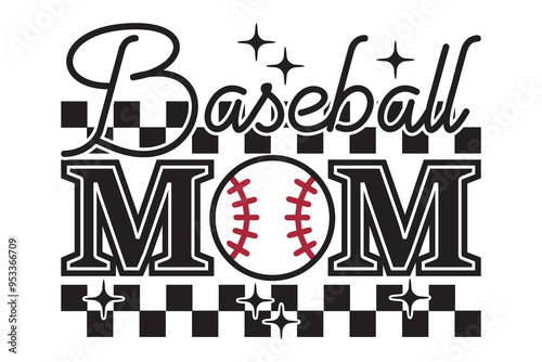 Baseball Mom EPS Retro Sport Mama T-shirt Design photo