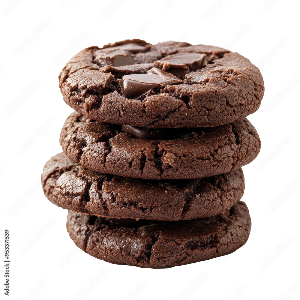A tempting stack of homemade chocolate cookies isolated on a clean transparent background, ideal for sweet cravings, chocolate cookies on transparent background A tempting stack of homemade chocolate cookies isolated on a clean transparent background, ideal for sweet cravings, chocolate cookies on transparent background