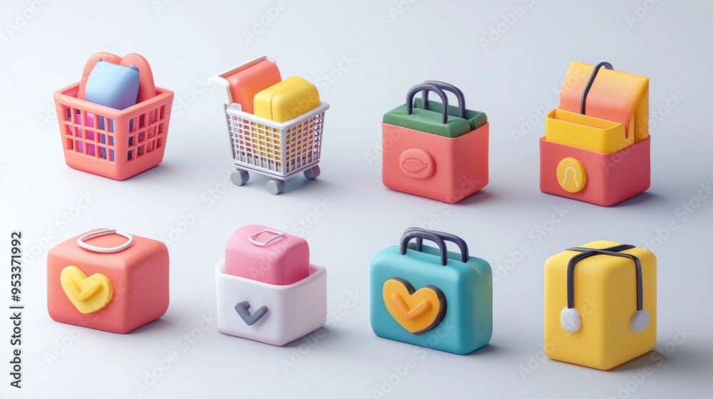 Vibrant 3D Icon Set for Shopping App with In-Store, Online, and Curbside Pickup Experiences Vibrant 3D Icon Set for Shopping App with In-Store, Online, and Curbside Pickup Experiences
