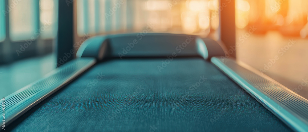 Modern treadmill in a sunlit gym, perfect for fitness enthusiasts and health-conscious individuals looking for a dynamic workout experience.