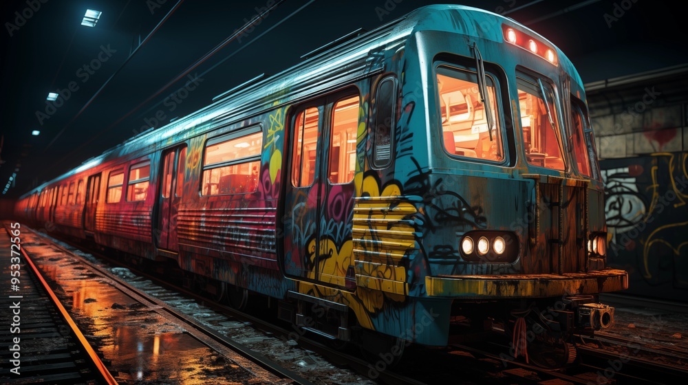 Fototapeta premium Graffiti on the subway train.