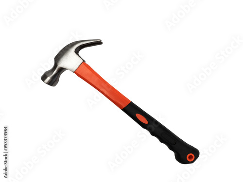 hammer with red and black rubber handle