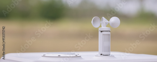 Cup anemometer rotates when the sky is overcast. Wind mast for measuring wind speed, pyranometers for measuring solar radiation, measuring temperature.