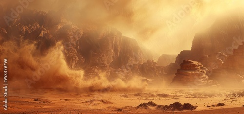 Dust Storm in a Martian Desert