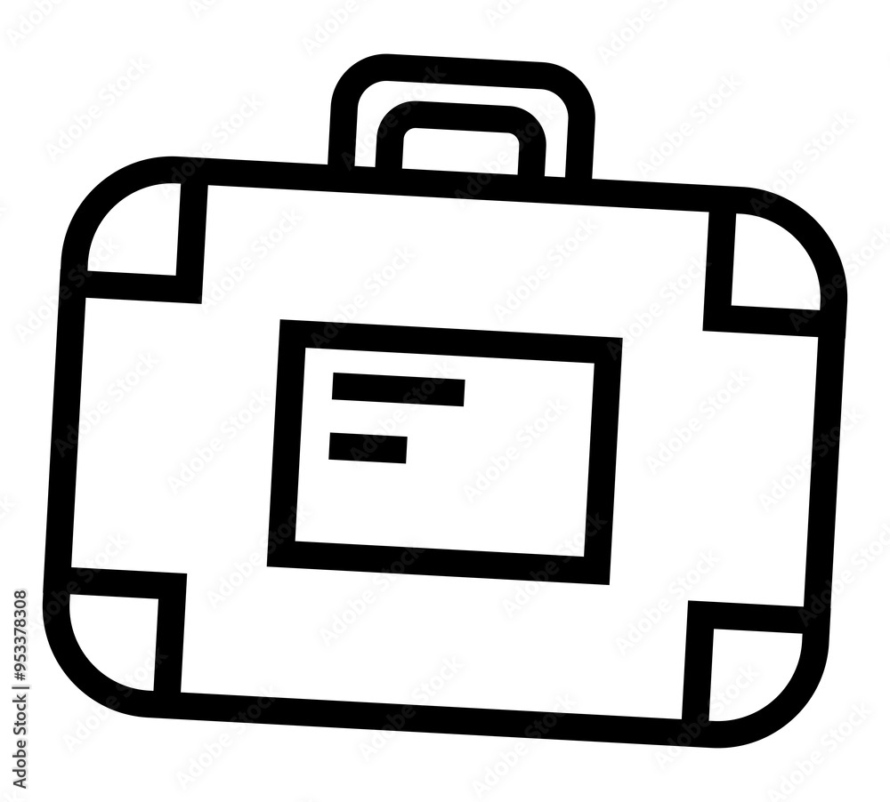 Line art travel bag icon illustration with black thin line.	PNG with transparent background.