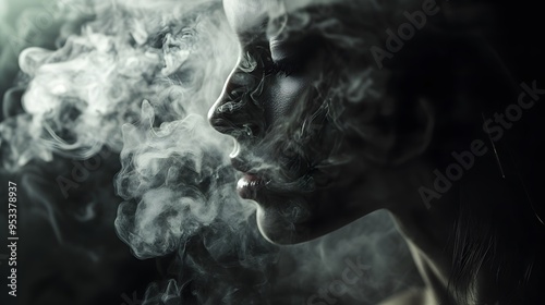 Enigmatic Woman in Dense Smoke, Dark Artistic Profile photo