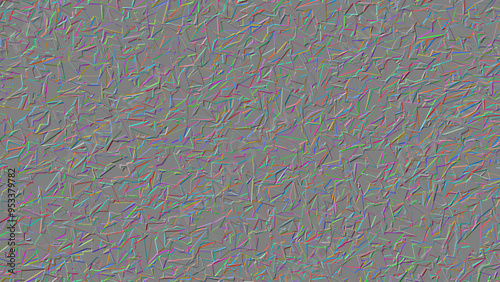 Colorful polygon edge line on gray surface (3D Rendering)