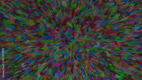 Colorful rod eruption from colorful surface (3D Rendering)