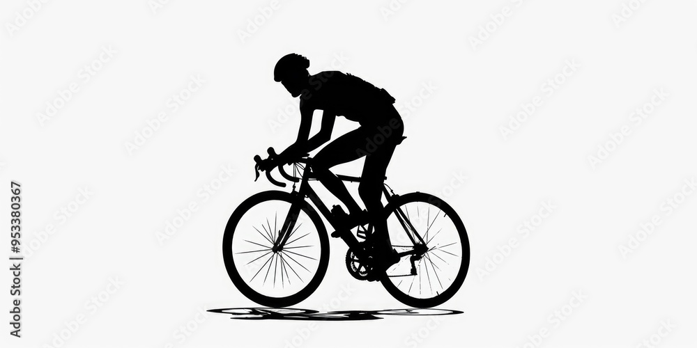 Obraz premium A silhouette of a person riding a bike at sunset or sunrise