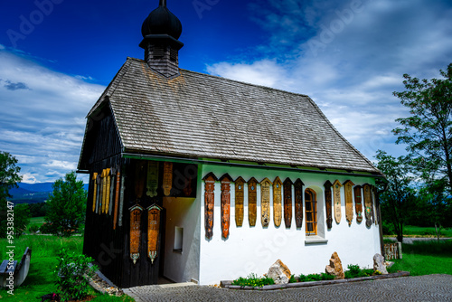  old chapel with death boards in the Bavarian Forest Germany photo