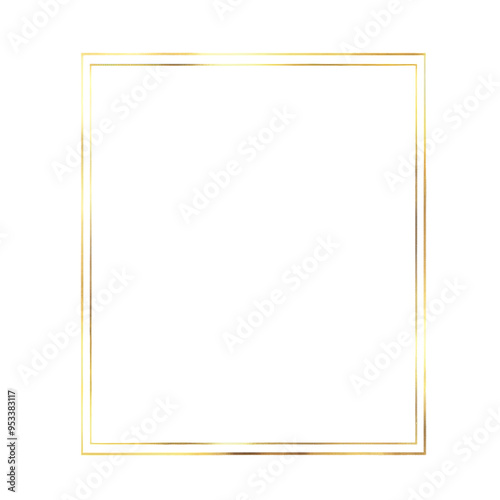 A gold frame with a white background. The frame is square and has a gold border. The frame is simple and elegant, with a clean and minimalist design. The gold color of the frame adds a touch of luxury photo