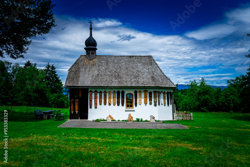  old chapel with death boards in the Bavarian Forest Germany photo