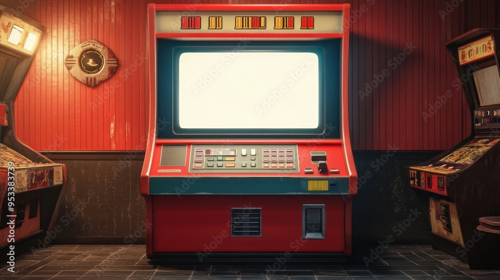 Naklejka premium Blank Retro Arcade Game Scoreboard with Custom Text Area