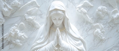 Virgin mary, Christian religion symbol. Mother of Catholic prayer