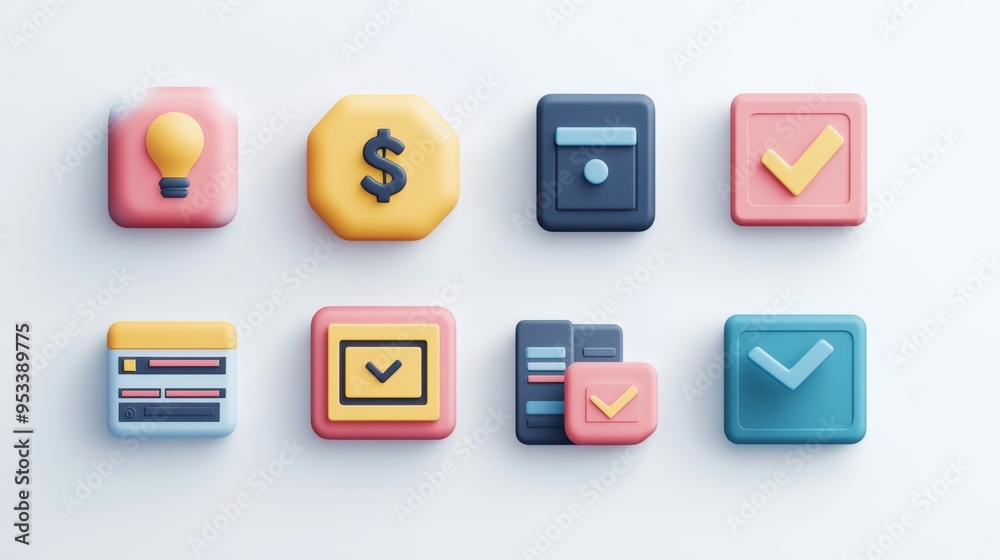 Modern Minimalistic 2D Icon Set for Finance App with Saving, Investing, and Retirement Planning Icons Modern Minimalistic 2D Icon Set for Finance App with Saving, Investing, and Retirement Planning Icons