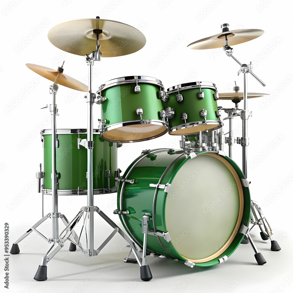 Obraz premium a drum set with a white background with a green drum