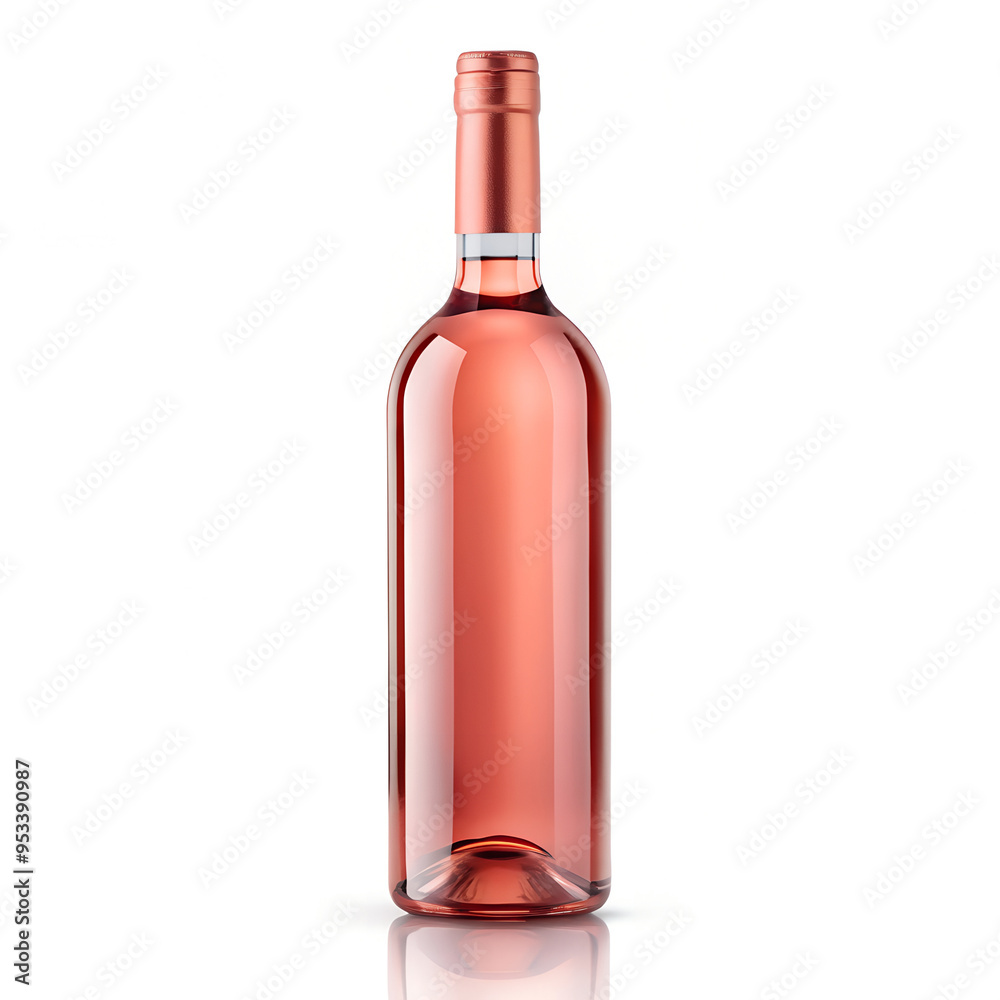 Pink Wine Bottle Isolated on a White Background. Side view. Pink Wine Bottle Isolated on a White Background. Side view.