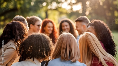 Group of Friends from Various Nationalities Smiling and Laughing Together Outdoors - Joyful Multicultural Gathering