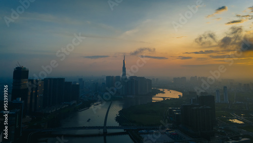 sunrise over the city landmark 81 