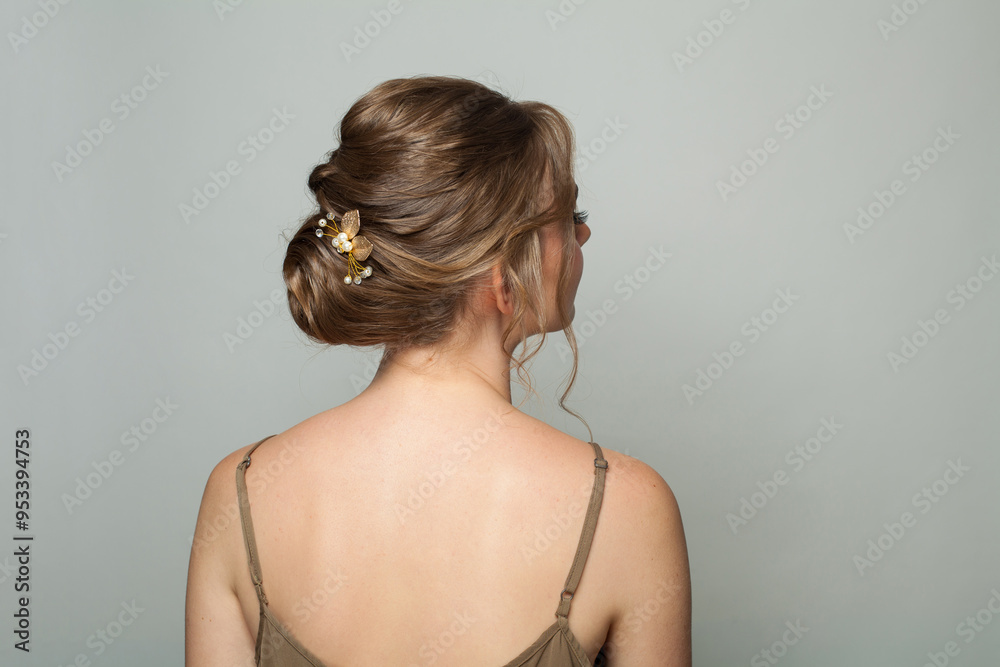 Beautiful bridal hairstyle. Updo hair with hairdeco Beautiful bridal hairstyle. Updo hair with hairdeco