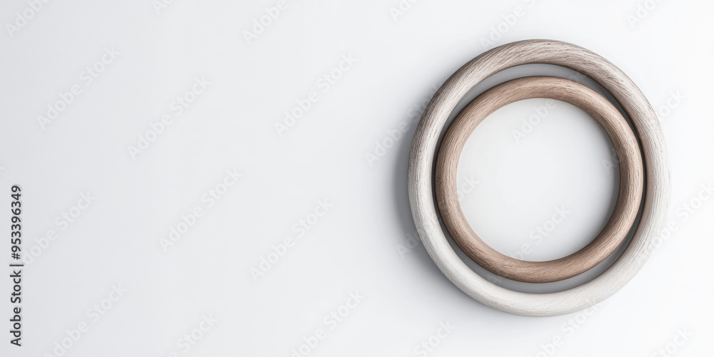 Minimalist interlocked wooden rings in earthy tones Minimalist interlocked wooden rings in earthy tones