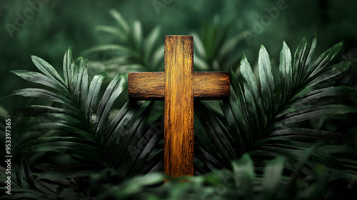 Wooden cross surrounded by ...