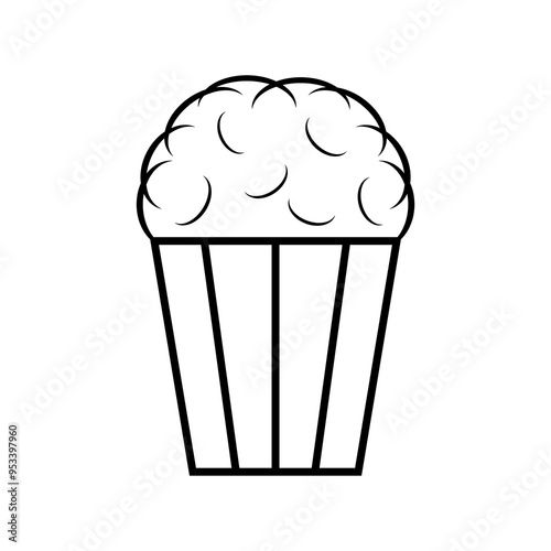 Popcorn food design icon, web corn box snack flat vector illustration element