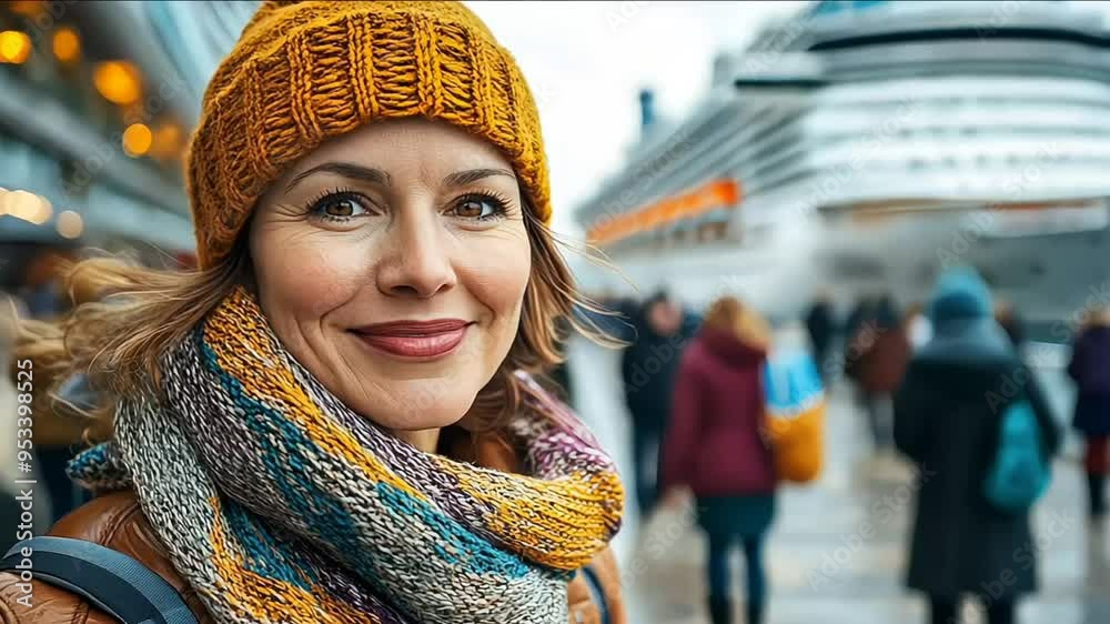 a woman at the cruise ship dock