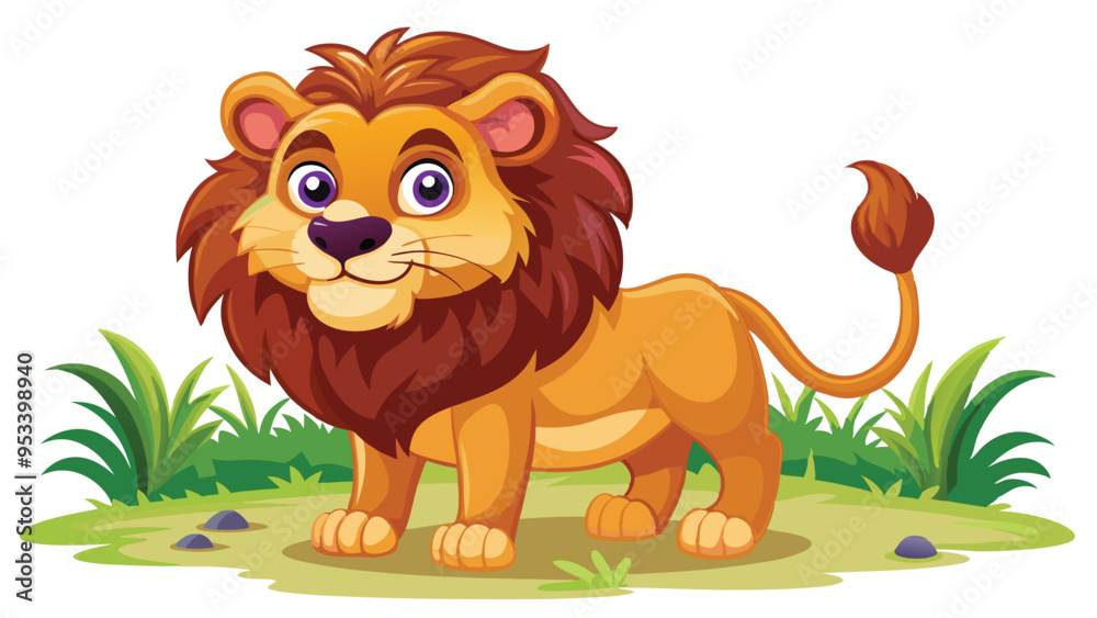 Cute lion and Cat silhouettes sitting isolated Vector illustration. Isolated on white background Cute lion and Cat silhouettes sitting isolated Vector illustration. Isolated on white background