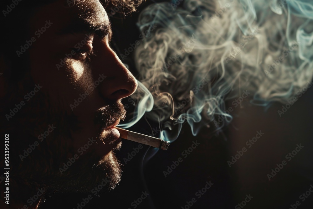 Fototapeta premium A person lighting up in the shadows, great for mysterious or noir themes
