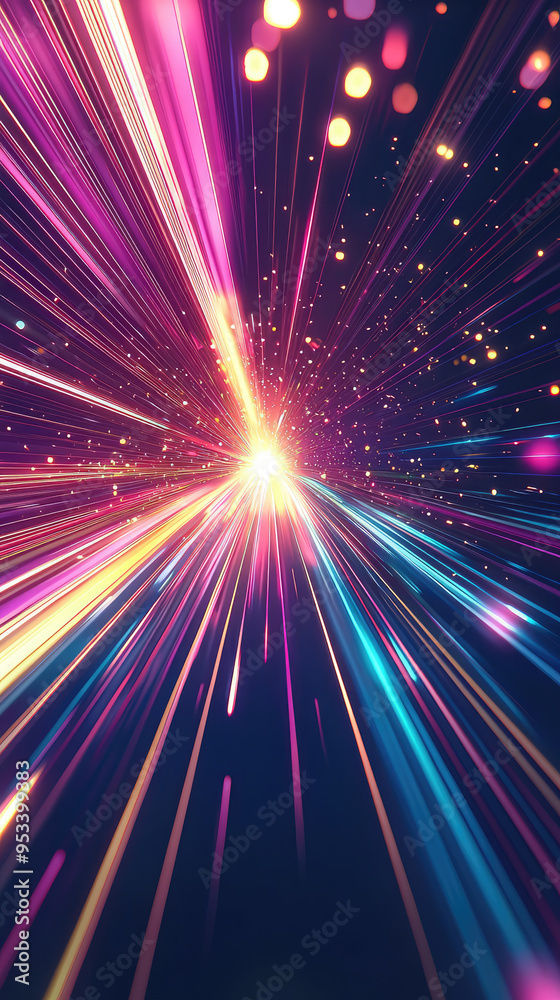 A symphony of light streaks across a deep, cosmic canvas. Glowing lines and scattered sparks converge into a radiant focal point, radiating energy and captivating the eye. A symphony of light streaks across a deep, cosmic canvas. Glowing lines and scattered sparks converge into a radiant focal point, radiating energy and captivating the eye.
