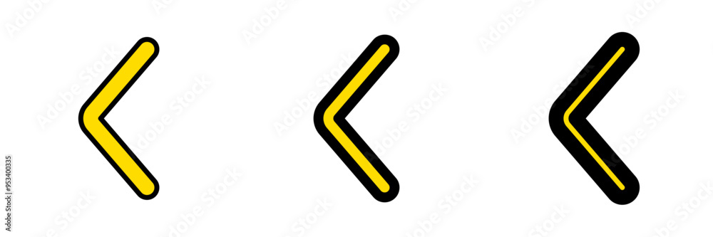 Vector single arrow chevron left icon. Black, white background. Perfect for app and web interfaces, infographics, presentations, marketing, etc. Vector single arrow chevron left icon. Black, white background. Perfect for app and web interfaces, infographics, presentations, marketing, etc.
