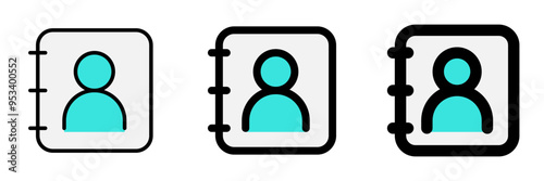 Vector phonebook, contact, diary icon. Black, white background. Perfect for app and web interfaces, infographics, presentations, marketing, etc.