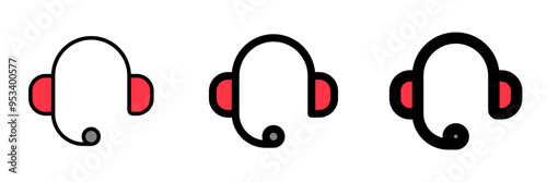 Vector headphones, customer service, call center icon. Black, white background. Perfect for app and web interfaces, infographics, presentations, marketing, etc.