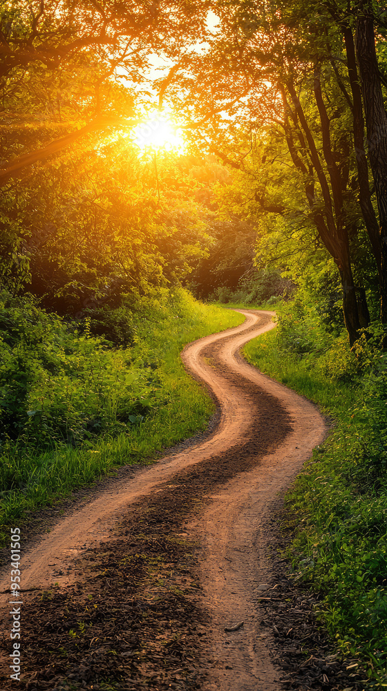 A winding dirt path disappears into a lush green forest, bathed in the warm glow of a setting sun. The tranquility of the scene invites a journey of exploration. A winding dirt path disappears into a lush green forest, bathed in the warm glow of a setting sun. The tranquility of the scene invites a journey of exploration.