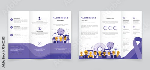 Trifold brochure, pamphlet or triptych leaflet template ideal for world alzheimer’s month or day