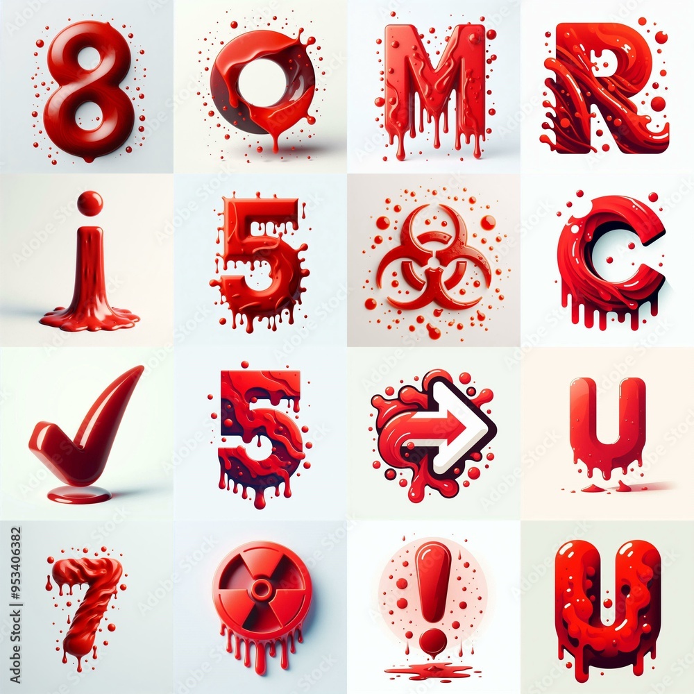 Red Lettering Typeface. AI generated illustration